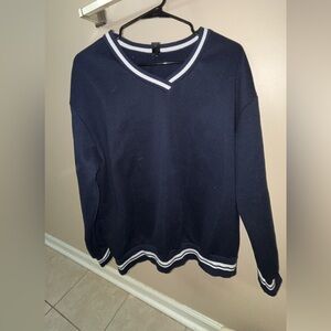 SHEIN Navy Sweater with White Accents